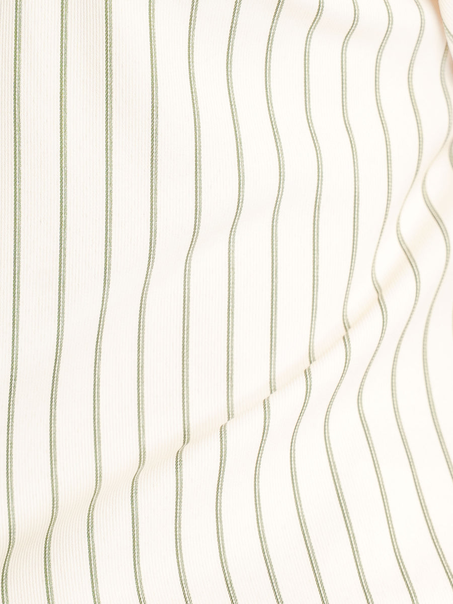 MarcelloStripeShirtCreamGreenStripe_ButtonDownCollar_Material - Zeve