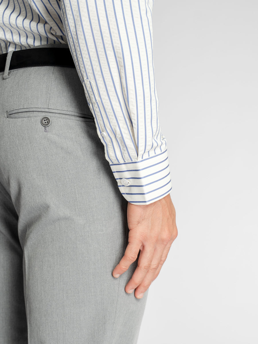 MarciSeersuckerShirtWhiteBlueStripe_ButtonDownCollar_Cuff - Zeve