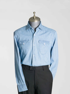 Mateo-Denim-Shirt-Light-Blue-Windsor-Collar-Main - Zeve