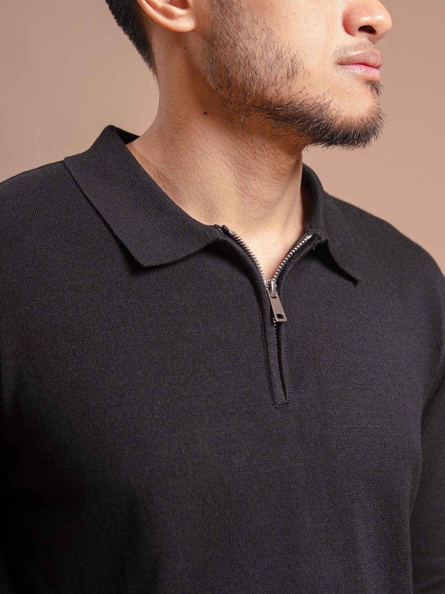 MilanoKnitBlackQuarter-Zip8 - Zeve