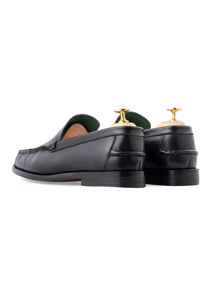 MocNeroLoaferSolidBlackLeatherBack - Zeve