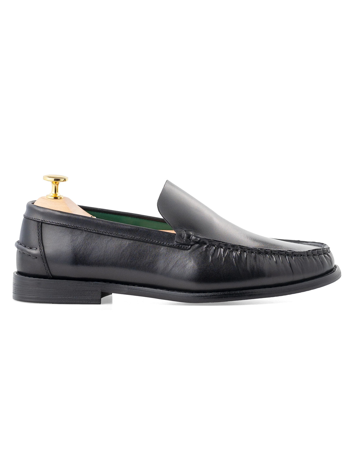 MocNeroLoaferSolidBlackLeatherSide - Zeve