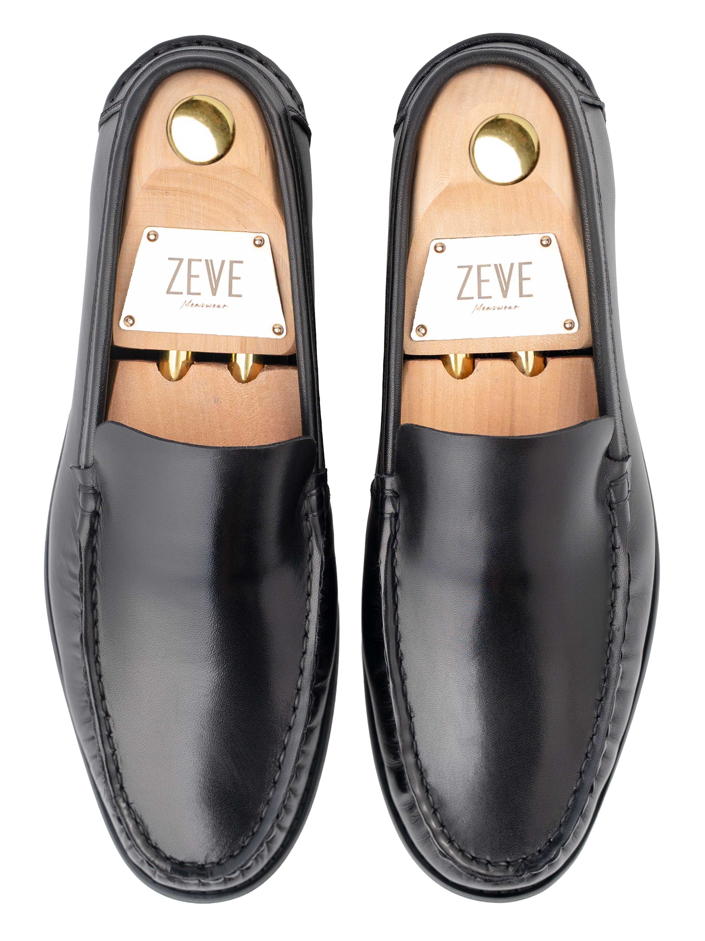 MocNeroLoaferSolidBlackLeatherTop - Zeve