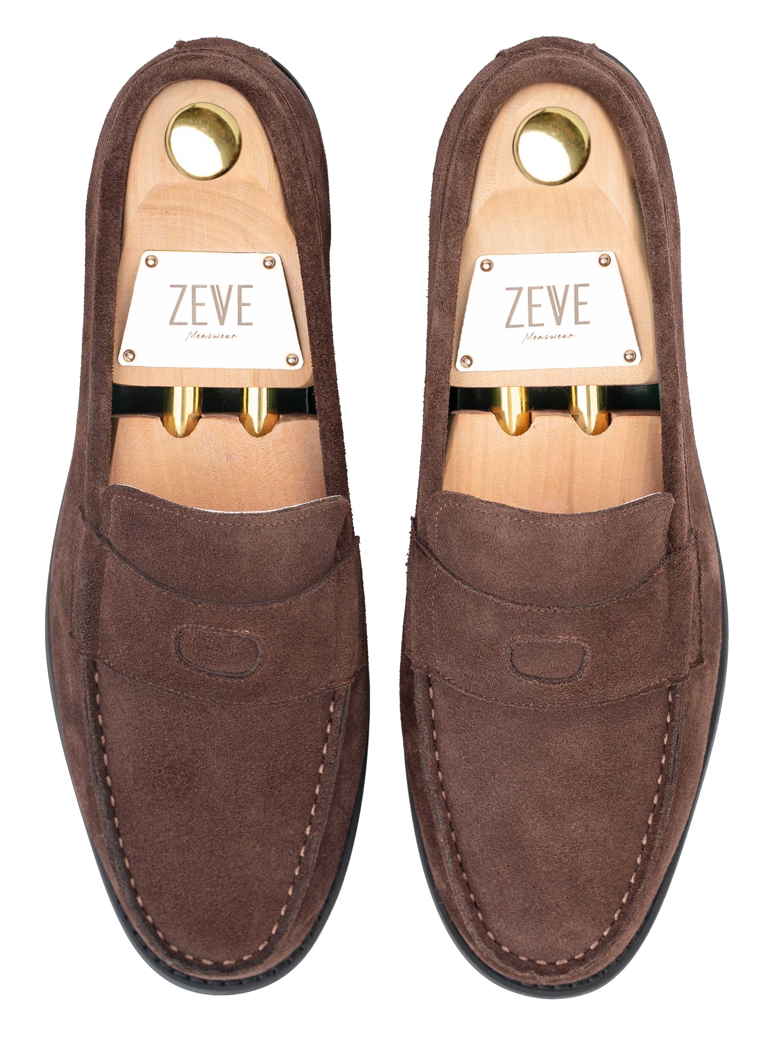 MonarchLoaferCoffeeSuedeLeatherTop - Zeve