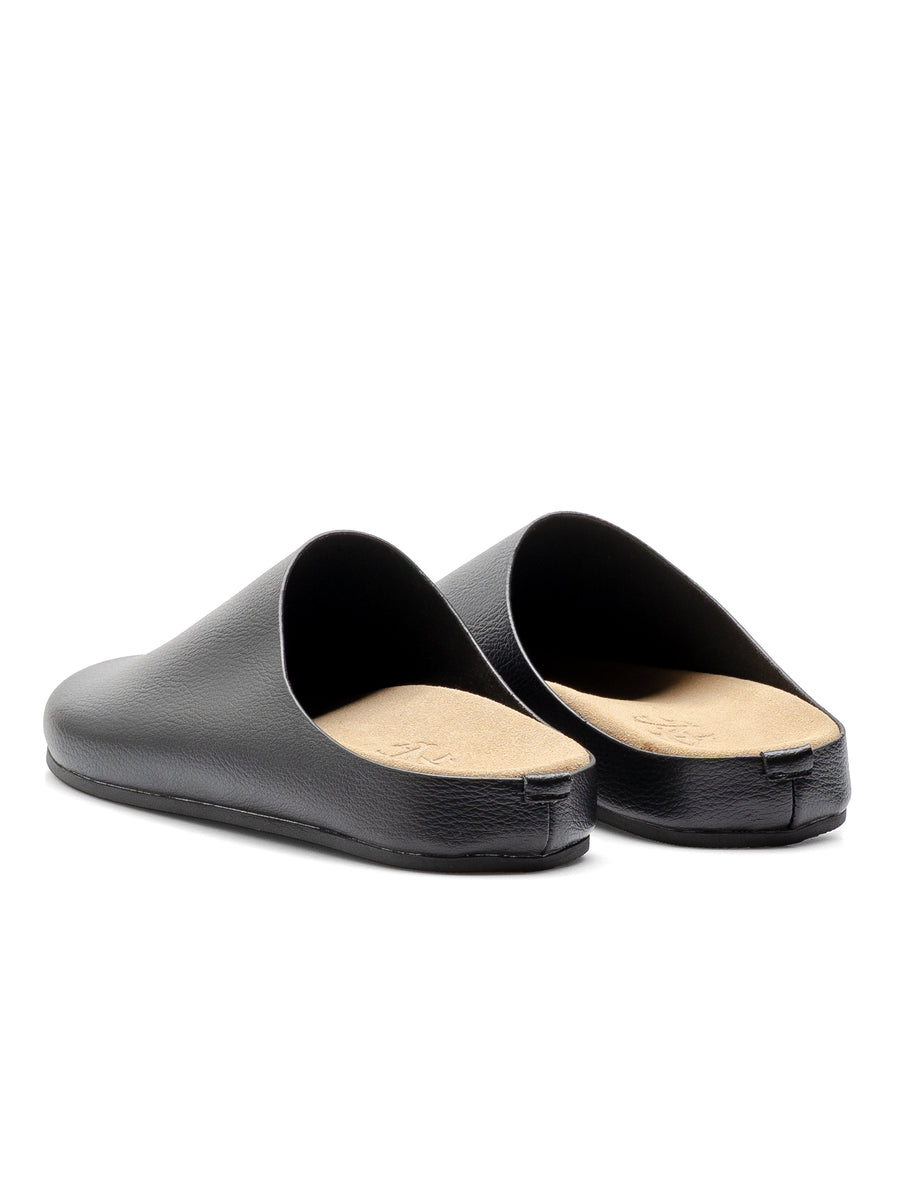NapoliMulesBlackPebbleGrainLeatherBack - Zeve