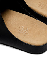 NapoliMulesBlackPebbleGrainLeatherLogo - Zeve