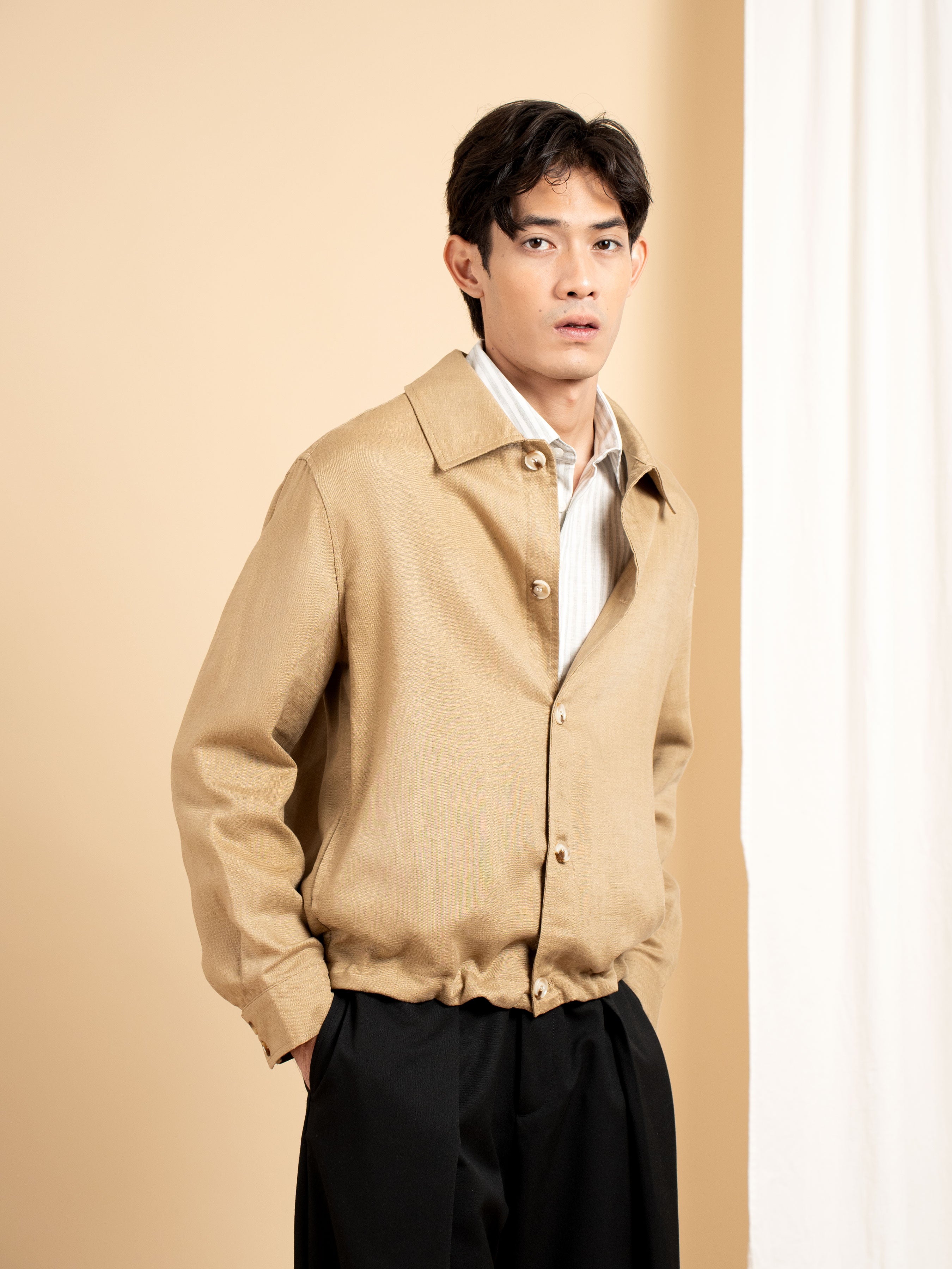 Nile Linen Overshirt - Khaki