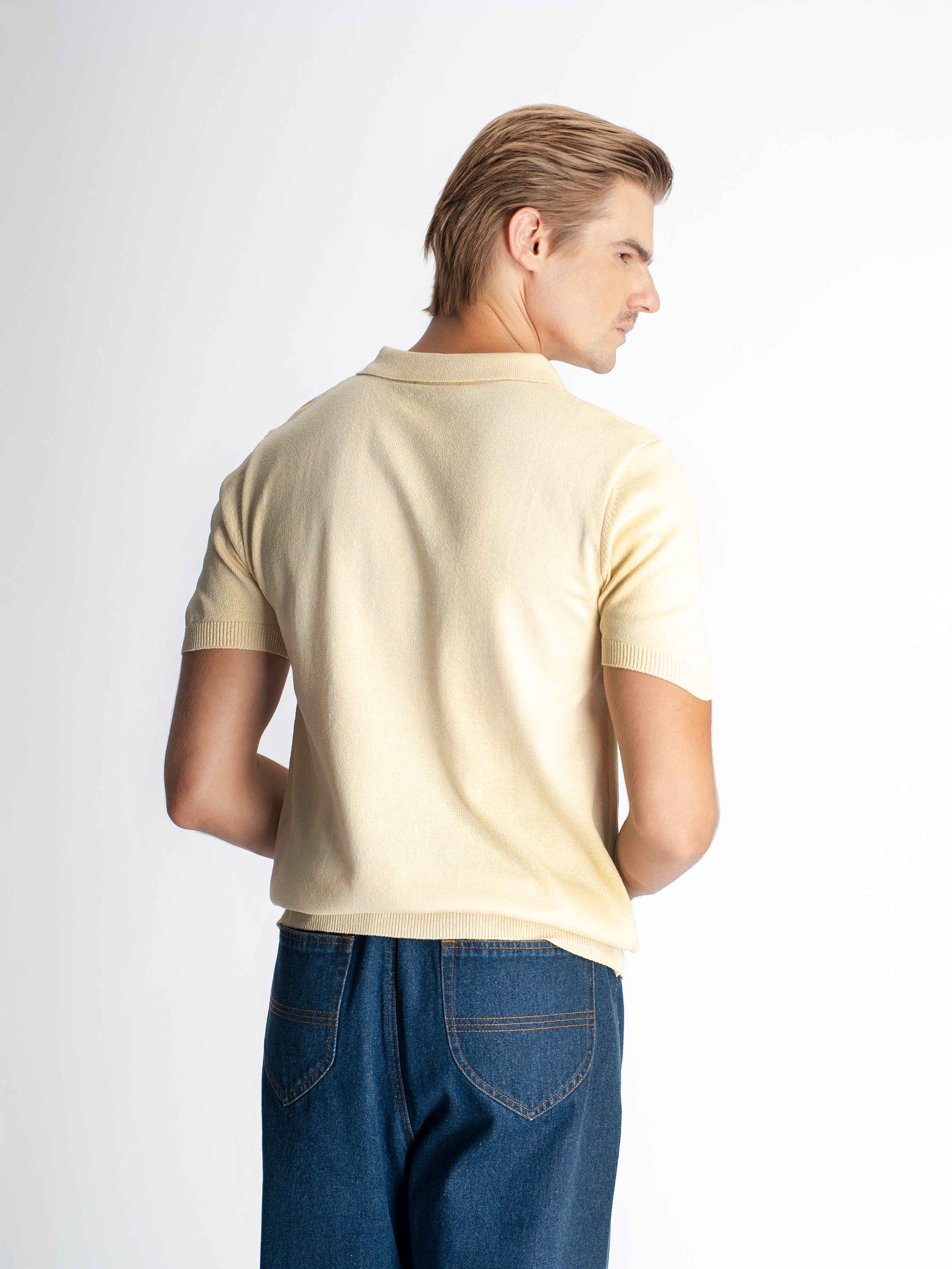Noir Knit Polo Tee - Beige