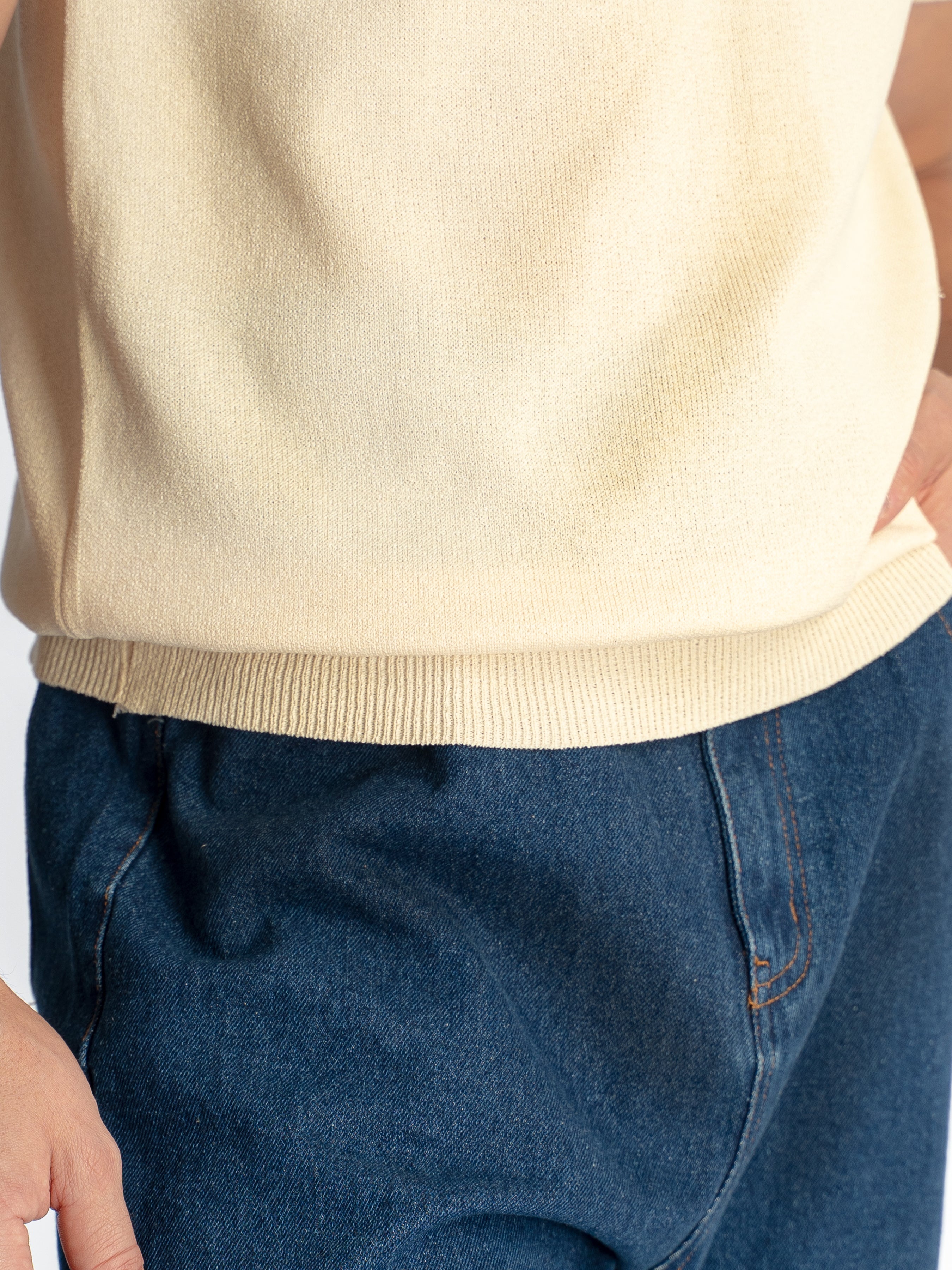 Noir Knit Polo Tee - Beige