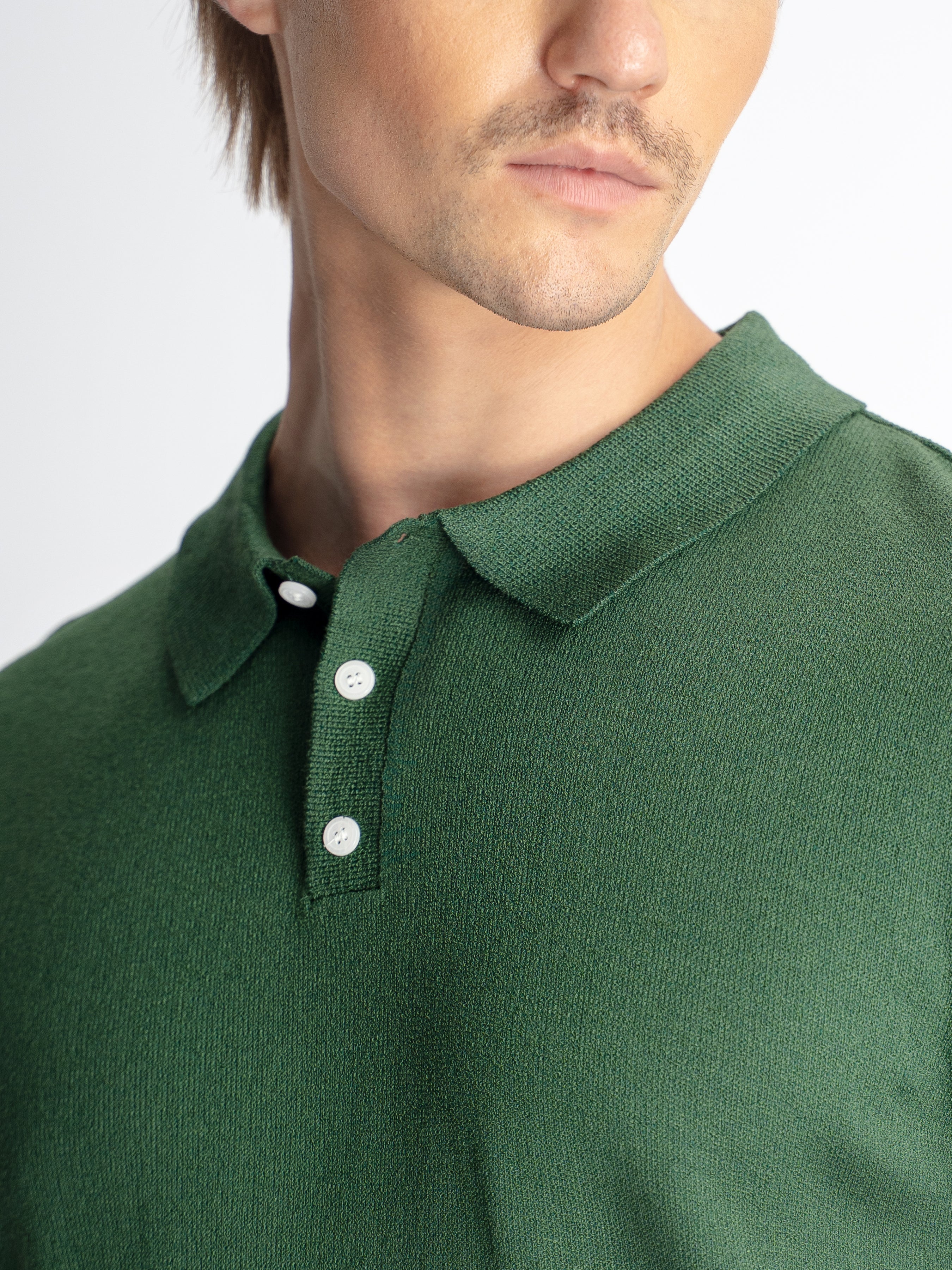 Noir Knit Polo Tee - Green