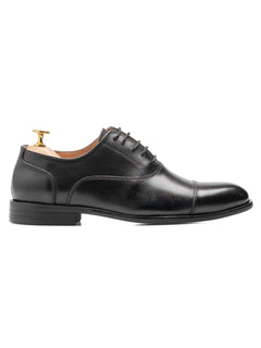 OxfordCapToeBlackLaceUpWideLastSide - Zeve