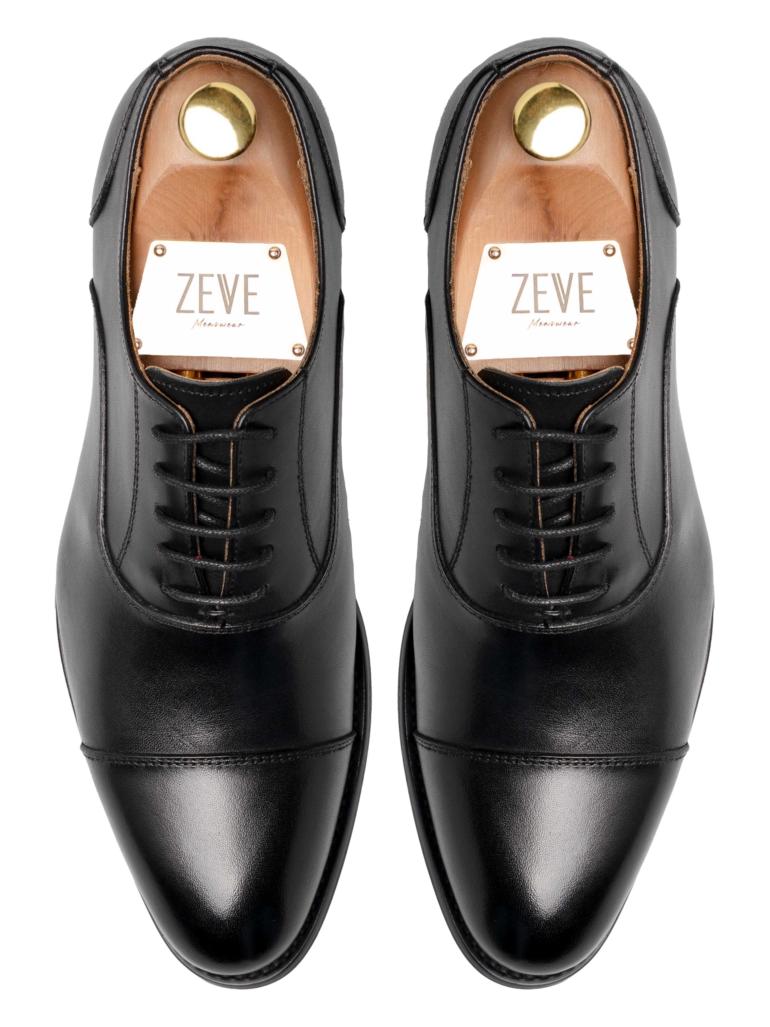 OxfordCapToeBlackLaceUpWideLastTop - Zeve