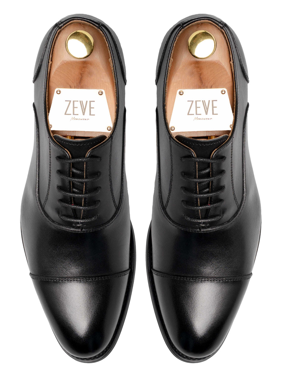 OxfordCapToeBlackLaceUpWideLastTop - Zeve