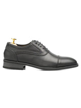 OxfordCapToeSolidBlackLeather_StudSole_Side - Zeve