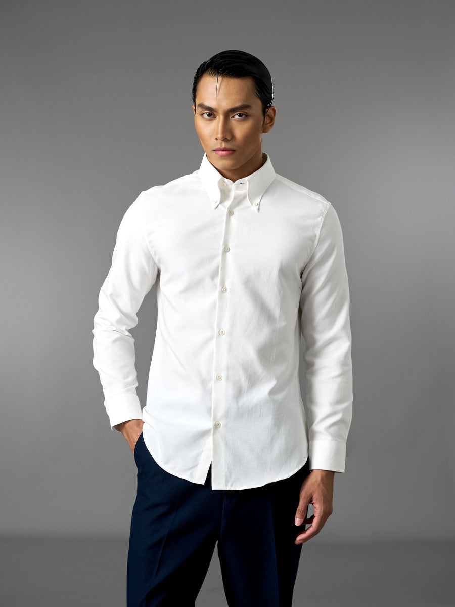 Oxford Shirt - White (Button Down Collar)