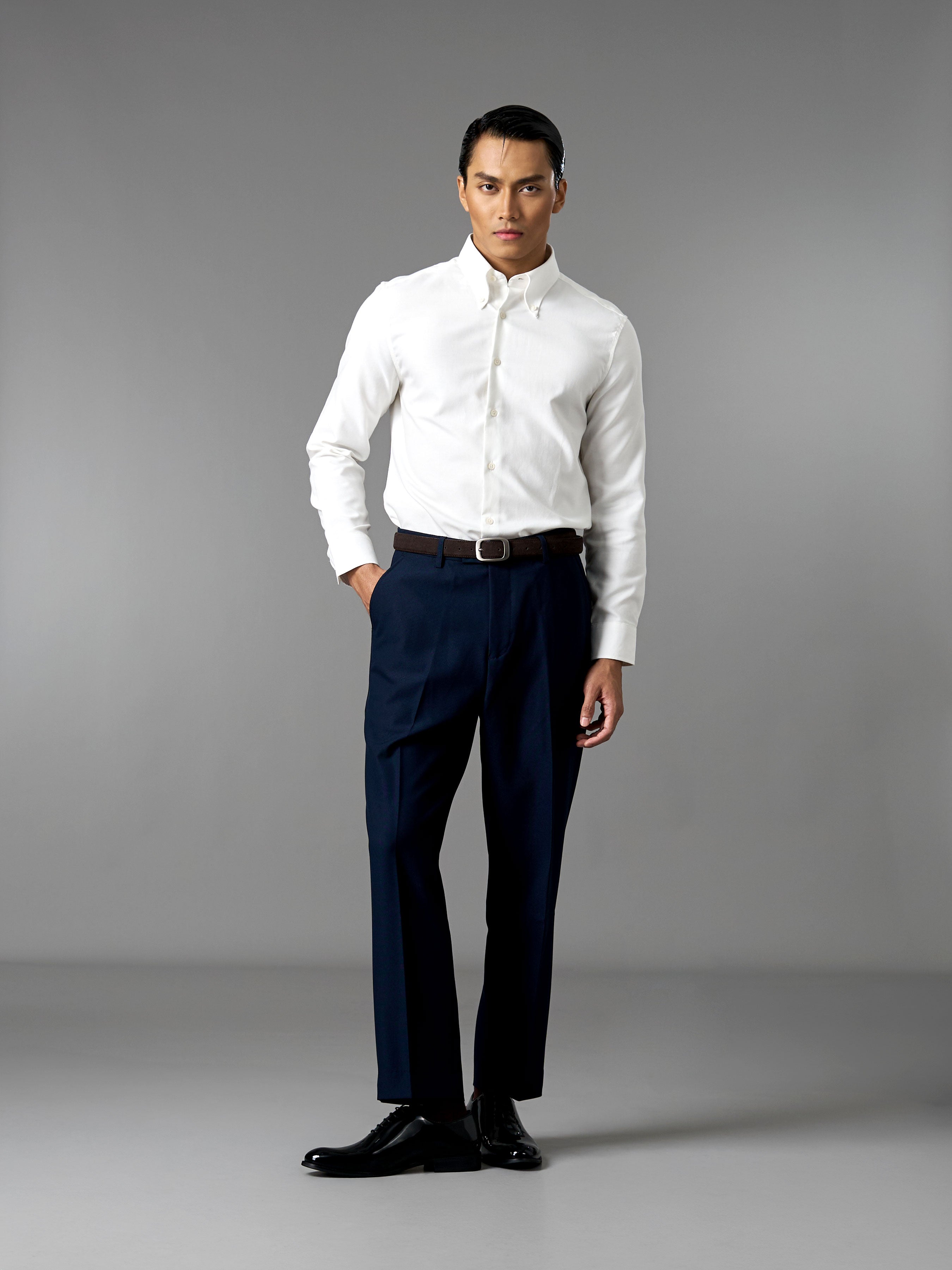 Oxford Shirt - White (Button Down Collar)