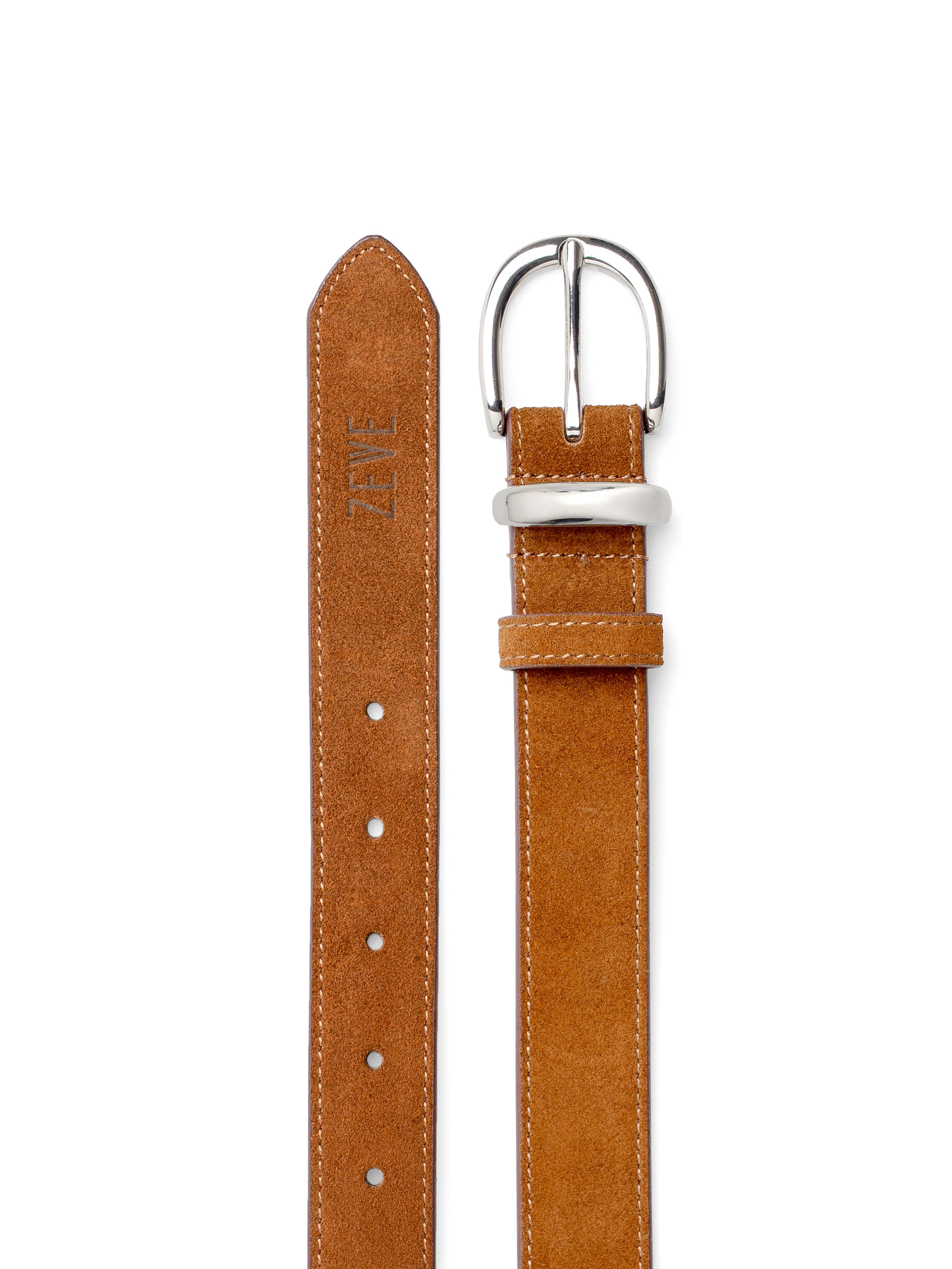 Camoscio Leather Belt with Silver-Toned Buckle