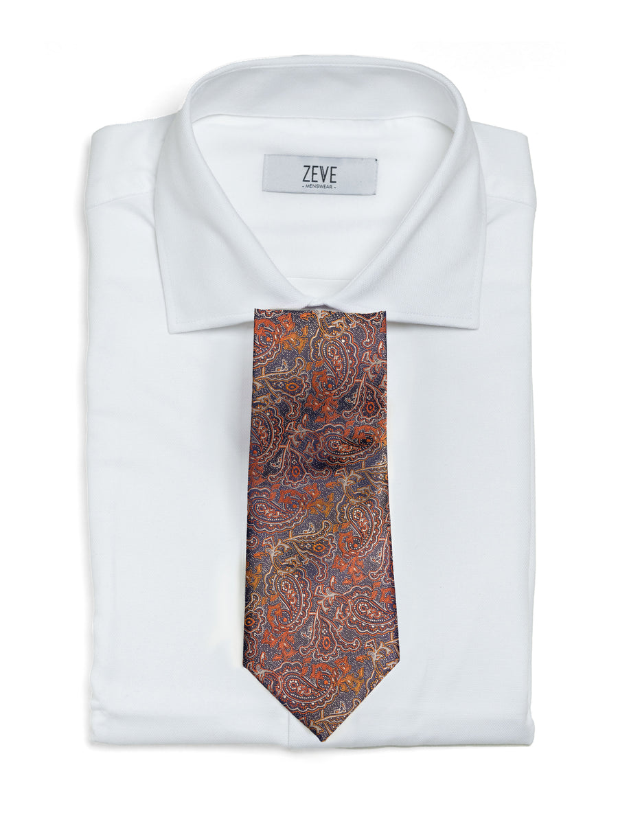 Paisley-Tie---Orange-Navy-2 - Zeve