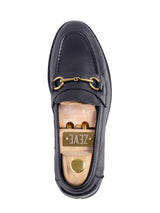 Penny-Horsebit-Black-Leather-Crepe-Sole-Flatlay-2 - Zeve