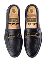 Penny-Horsebit-Black-Leather-Crepe-Sole-Flatlay - Zeve