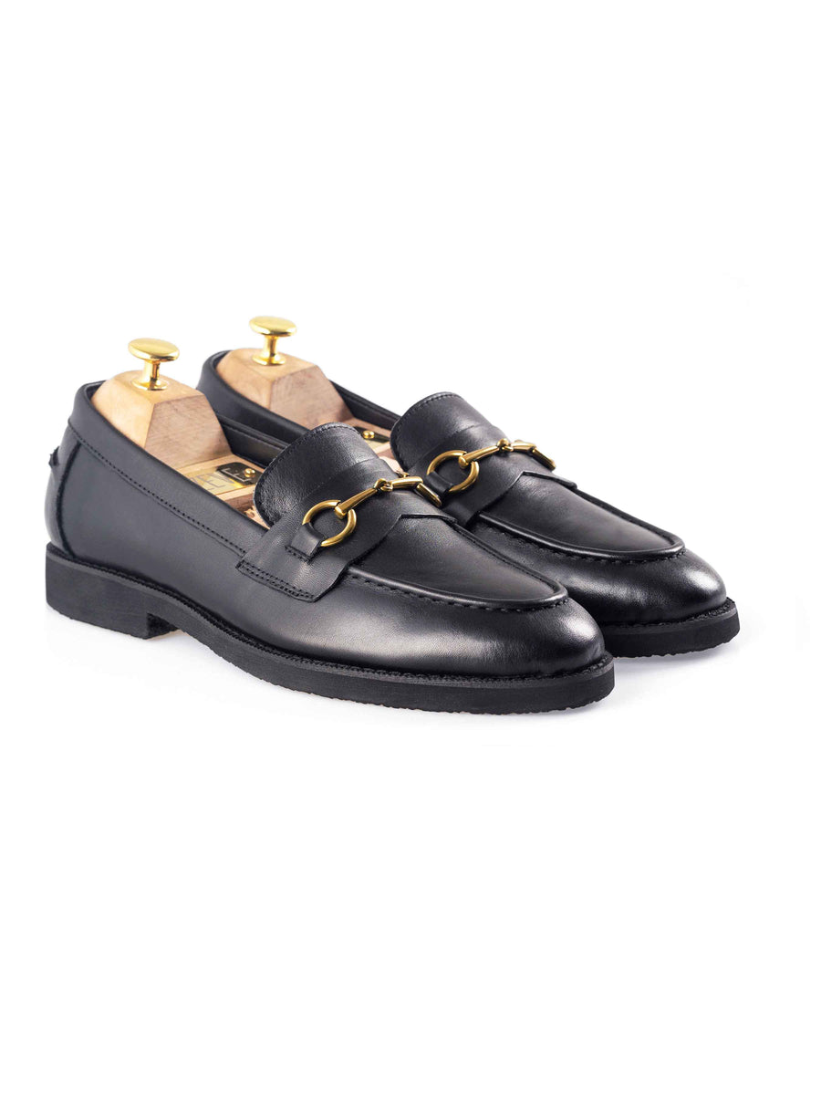 Penny-Horsebit-Black-Leather-Crepe-Sole-Main - Zeve