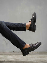 Penny-loafer-horsebit-silver-buckle-combat-sole-zeve-international-mens-wear-men-shoes - Zeve