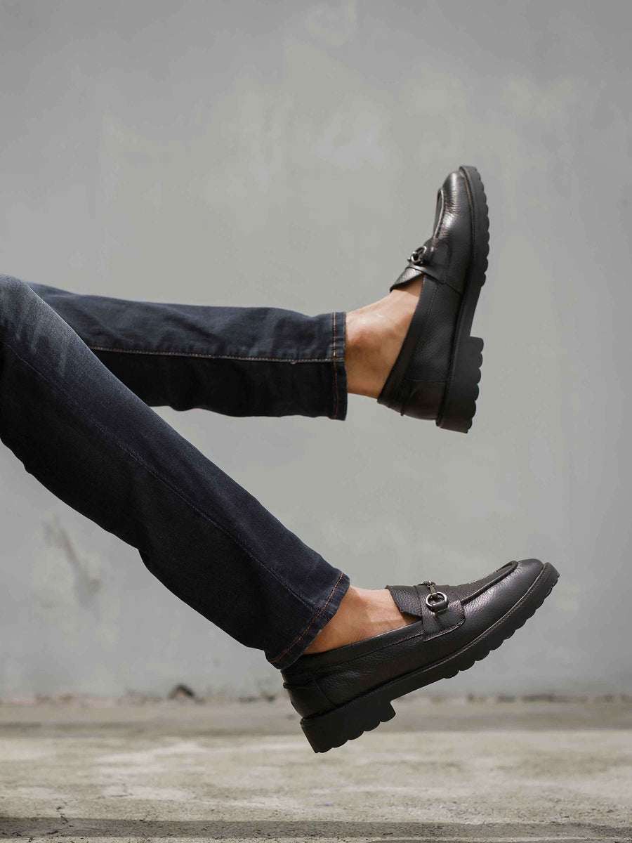 Penny-loafer-horsebit-silver-buckle-combat-sole-zeve-international-mens-wear-men-shoes - Zeve