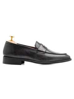 PennyLoaferBlackGrey_HandPaintedPatina_Side - Zeve