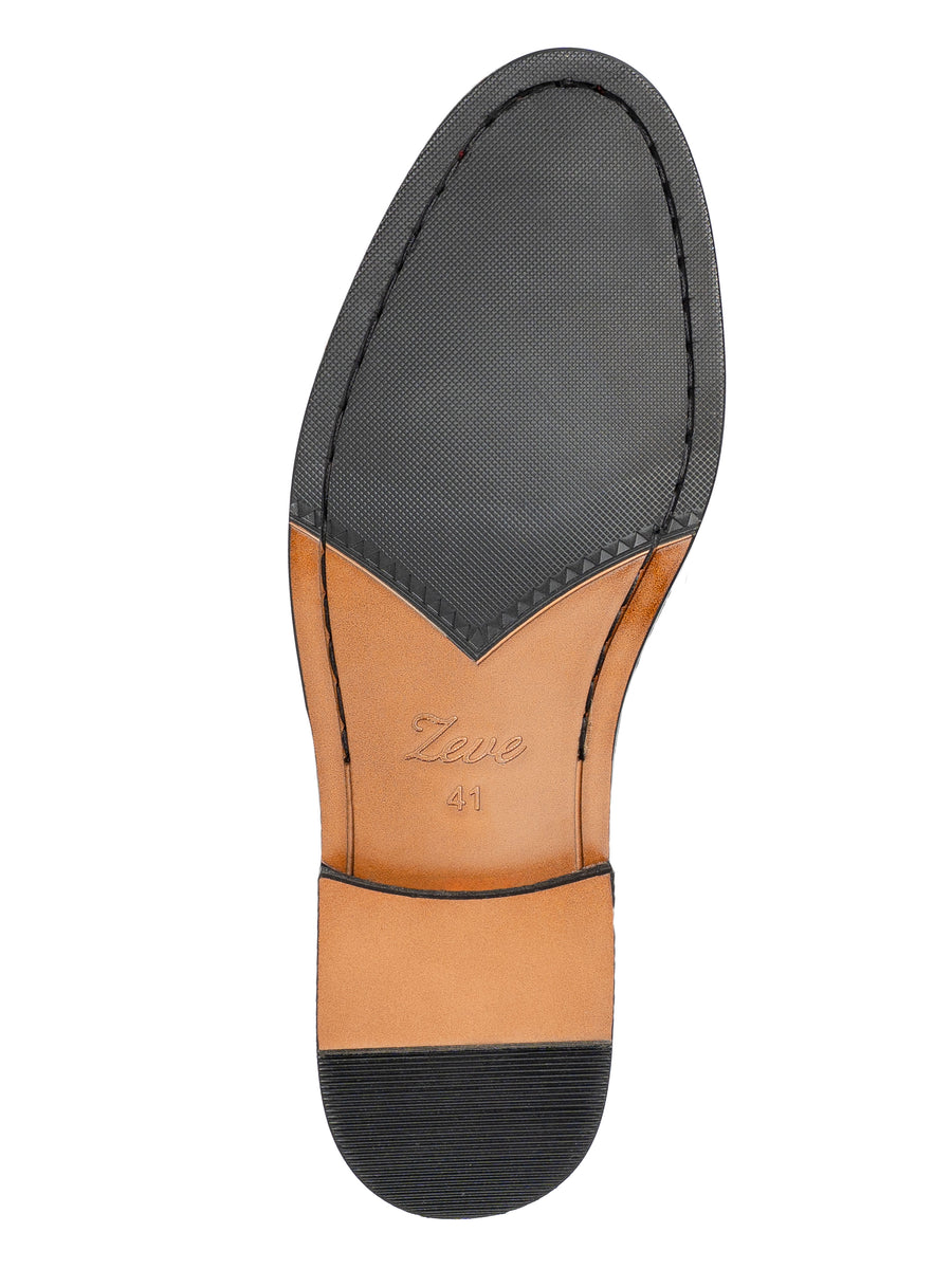 PennyLoaferBlackGrey_HandPaintedPatina_Sole - Zeve