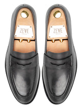 PennyLoaferBlackGrey_HandPaintedPatina_Top - Zeve