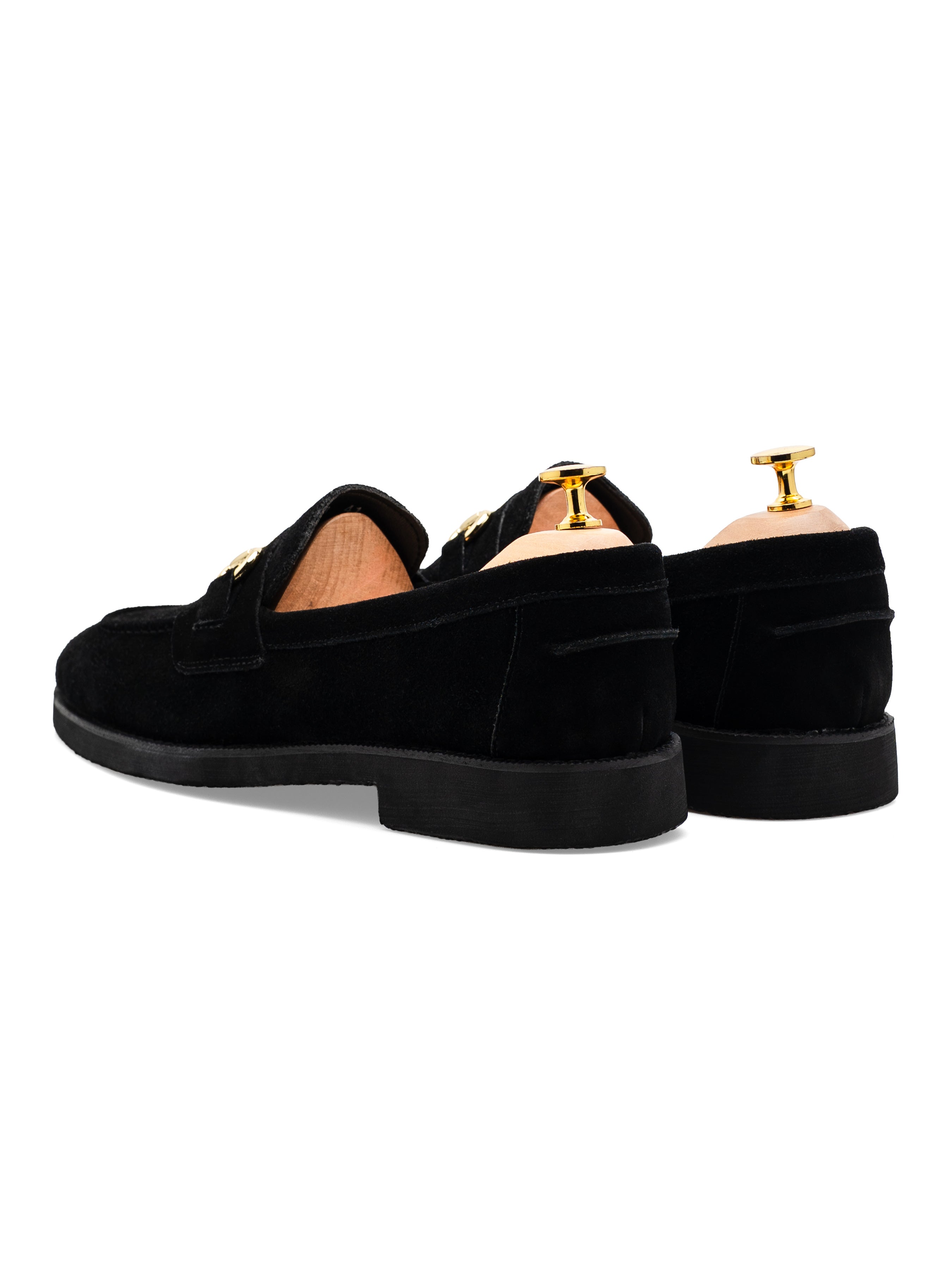 Penny Loafer Horsebit Grand Buckle - Black Suede Leather (Crepe Sole)