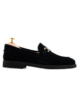 Penny Loafer Horsebit Grand Buckle - Black Suede Leather (Crepe Sole)