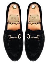 Penny Loafer Horsebit Grand Buckle - Black Suede Leather (Crepe Sole)