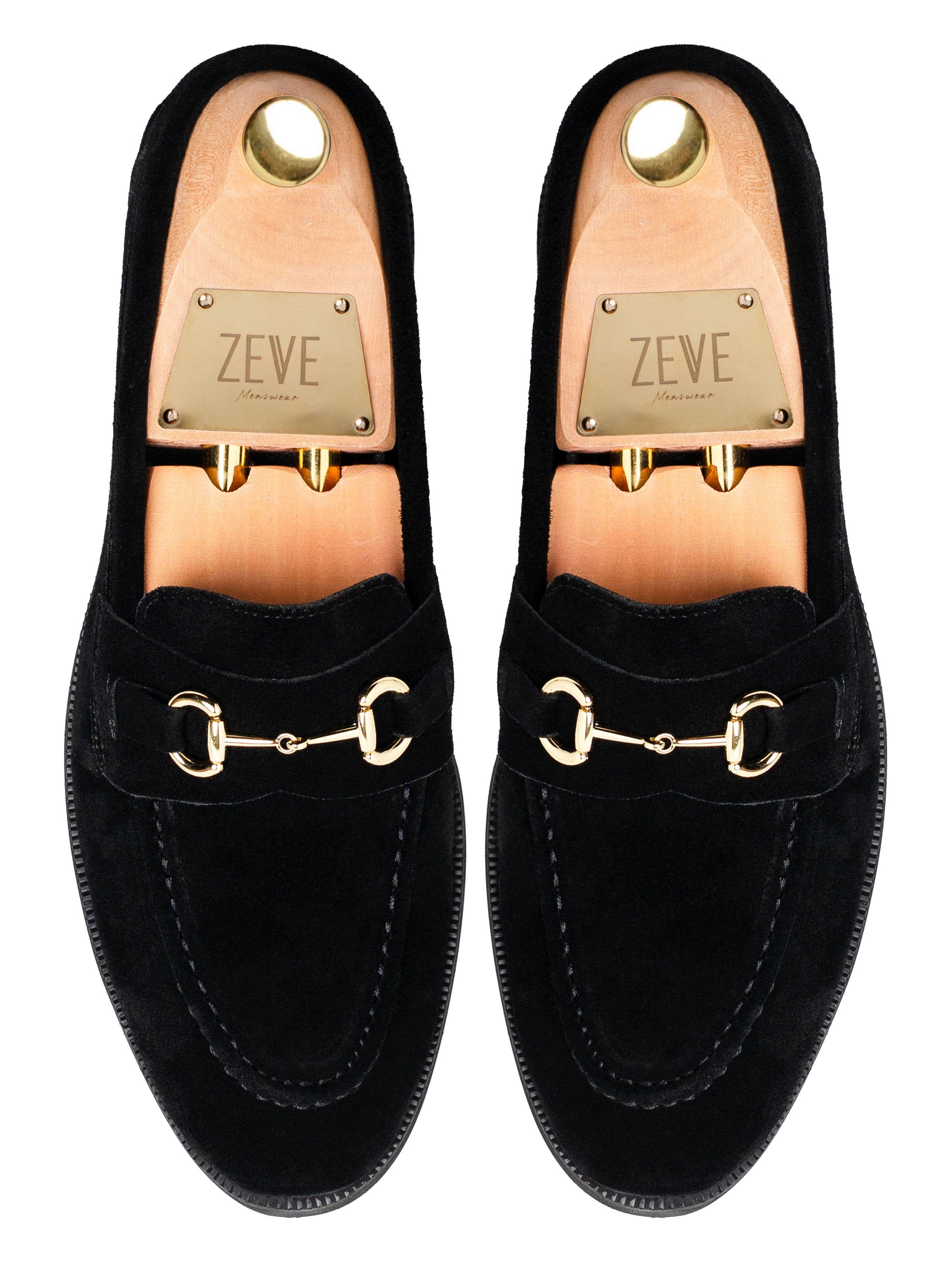 Penny Loafer Horsebit Grand Buckle - Black Suede Leather (Crepe Sole)