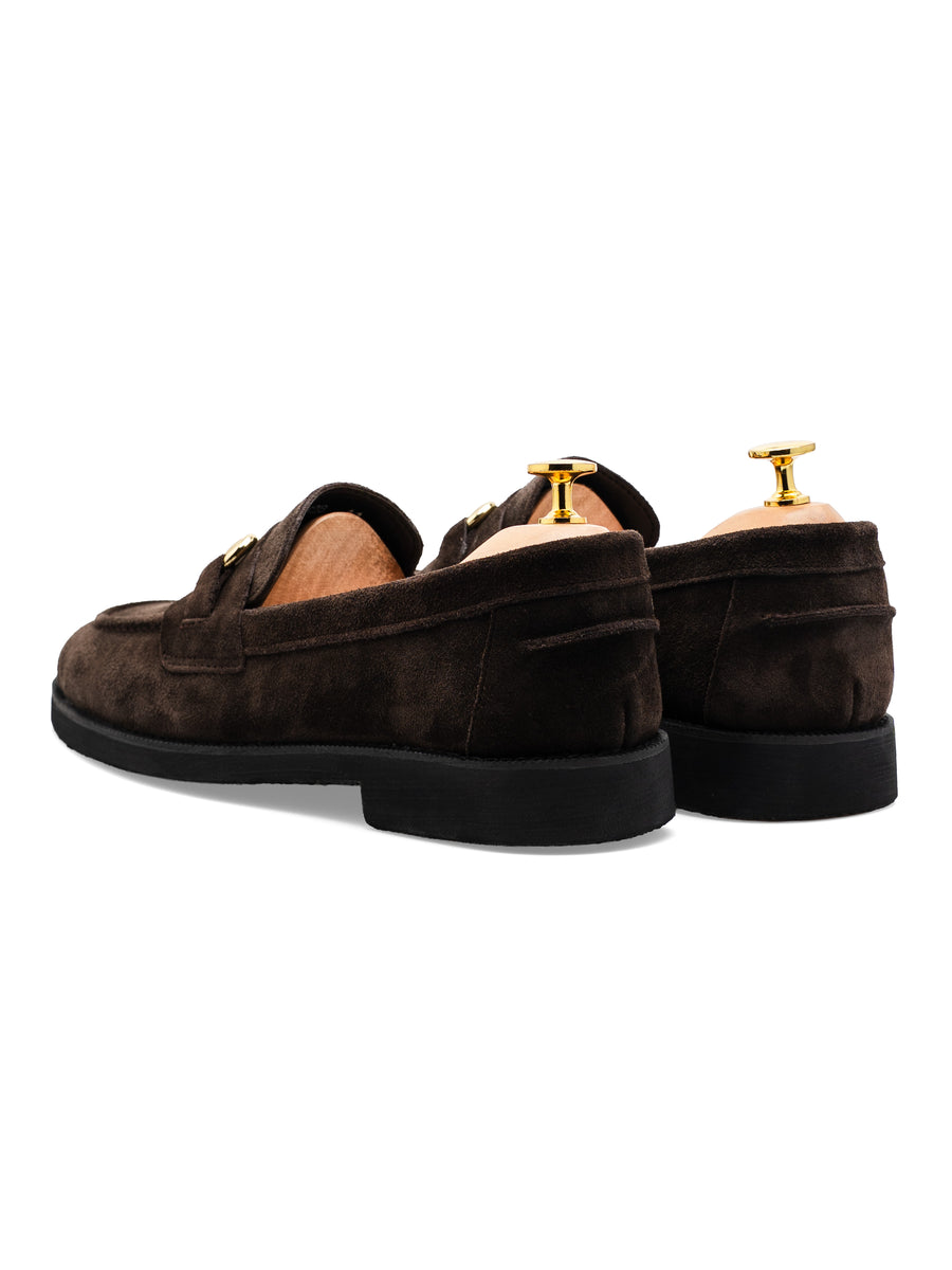 Penny Loafer Horsebit Grand Buckle - Coffee Suede Leather (Crepe Sole)