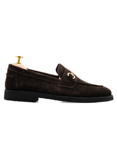 Penny Loafer Horsebit Grand Buckle - Coffee Suede Leather (Crepe Sole)