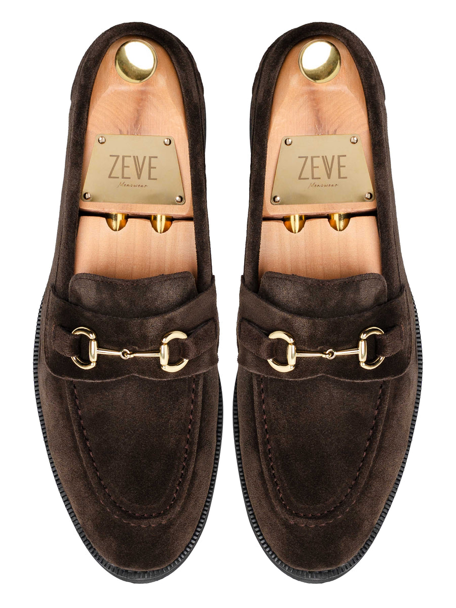 Penny Loafer Horsebit Grand Buckle - Coffee Suede Leather (Crepe Sole)