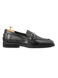 PennyLoaferHorsebitSilverBuckle-BlackLeather_01 - Zeve