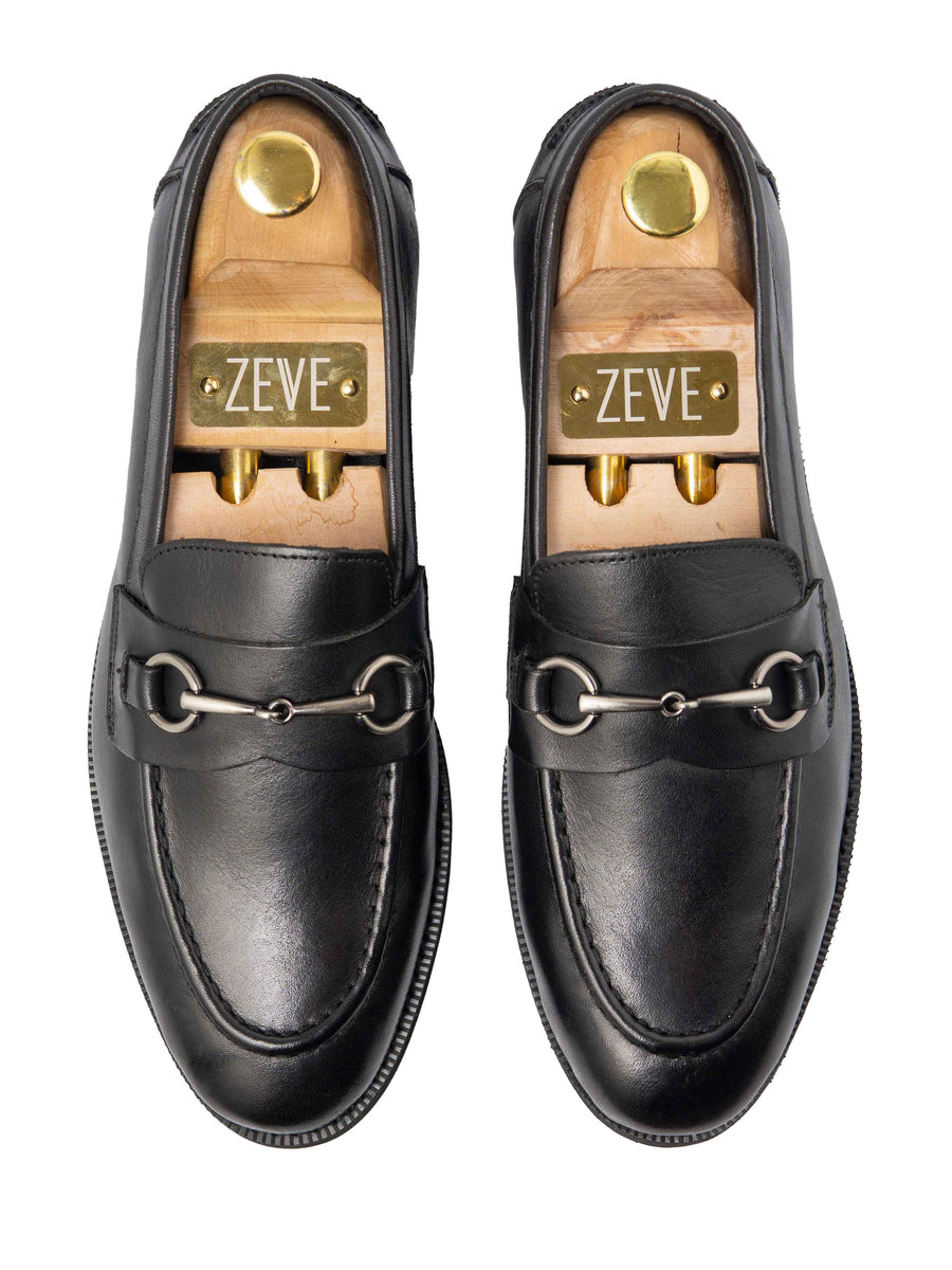PennyLoaferHorsebitSilverBuckle-BlackLeather_04 - Zeve
