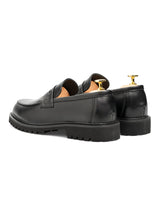 PennyLoaferSolidBlackLeather_BravaSole_Back - Zeve