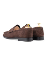 PennyMoccasinLoaferTobaccoBrownSuedeLeatherBack - Zeve
