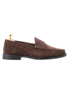 PennyMoccasinLoaferTobaccoBrownSuedeLeatherSide - Zeve