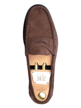 PennyMoccasinLoaferTobaccoBrownSuedeLeatherSingle - Zeve