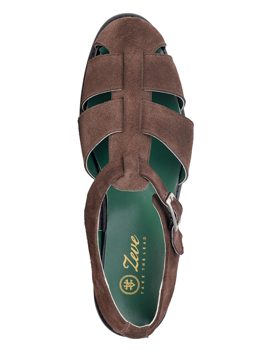 PortoSandalCoffeeSuedeLeatherSingle - Zeve