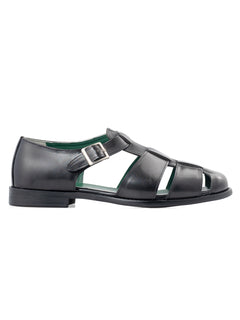 PortoSandalSolidBlackLeatherSide - Zeve
