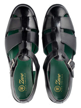 PortoSandalSolidBlackLeatherTop - Zeve
