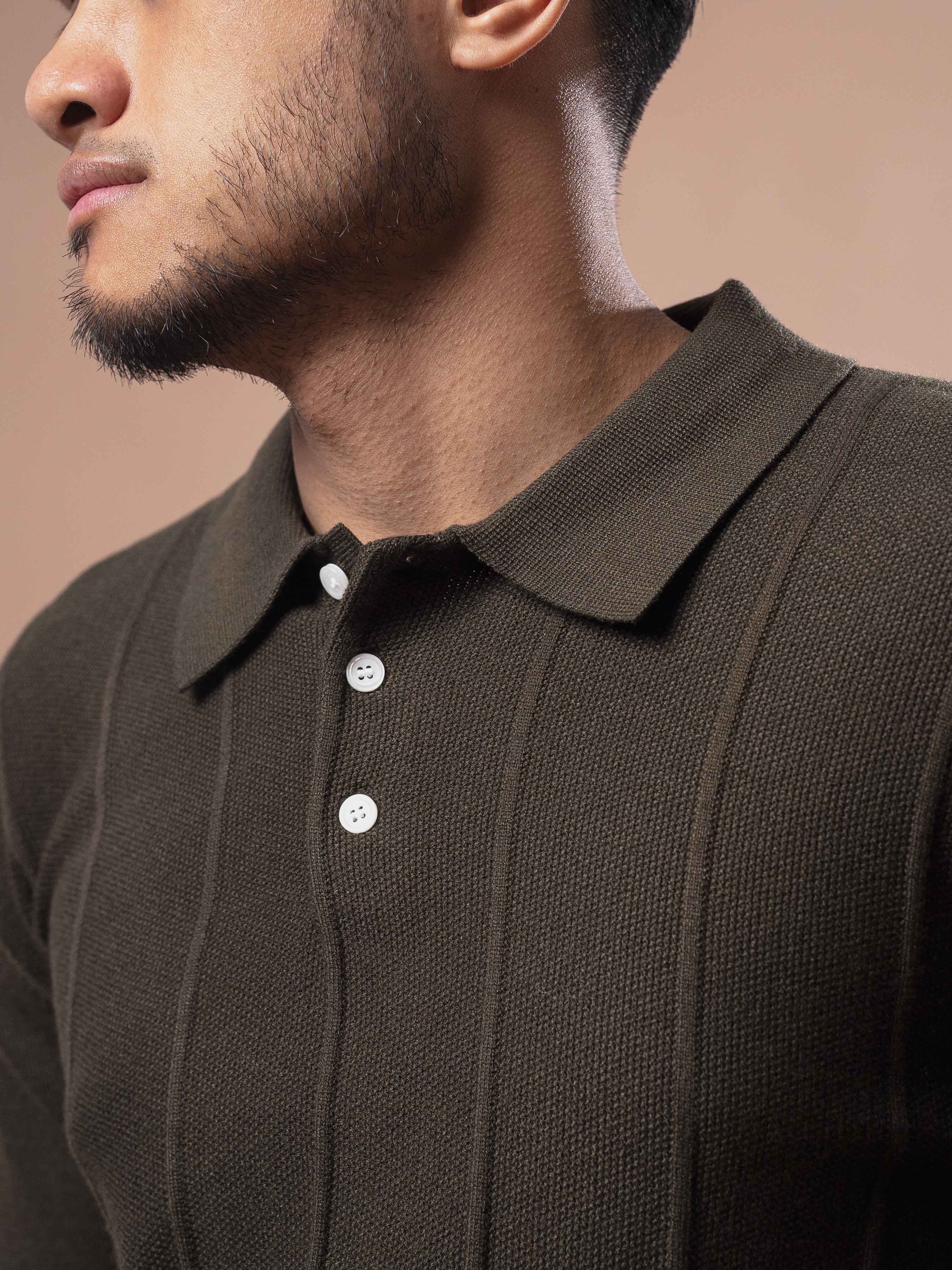 Roma Polo Knit - Army Green