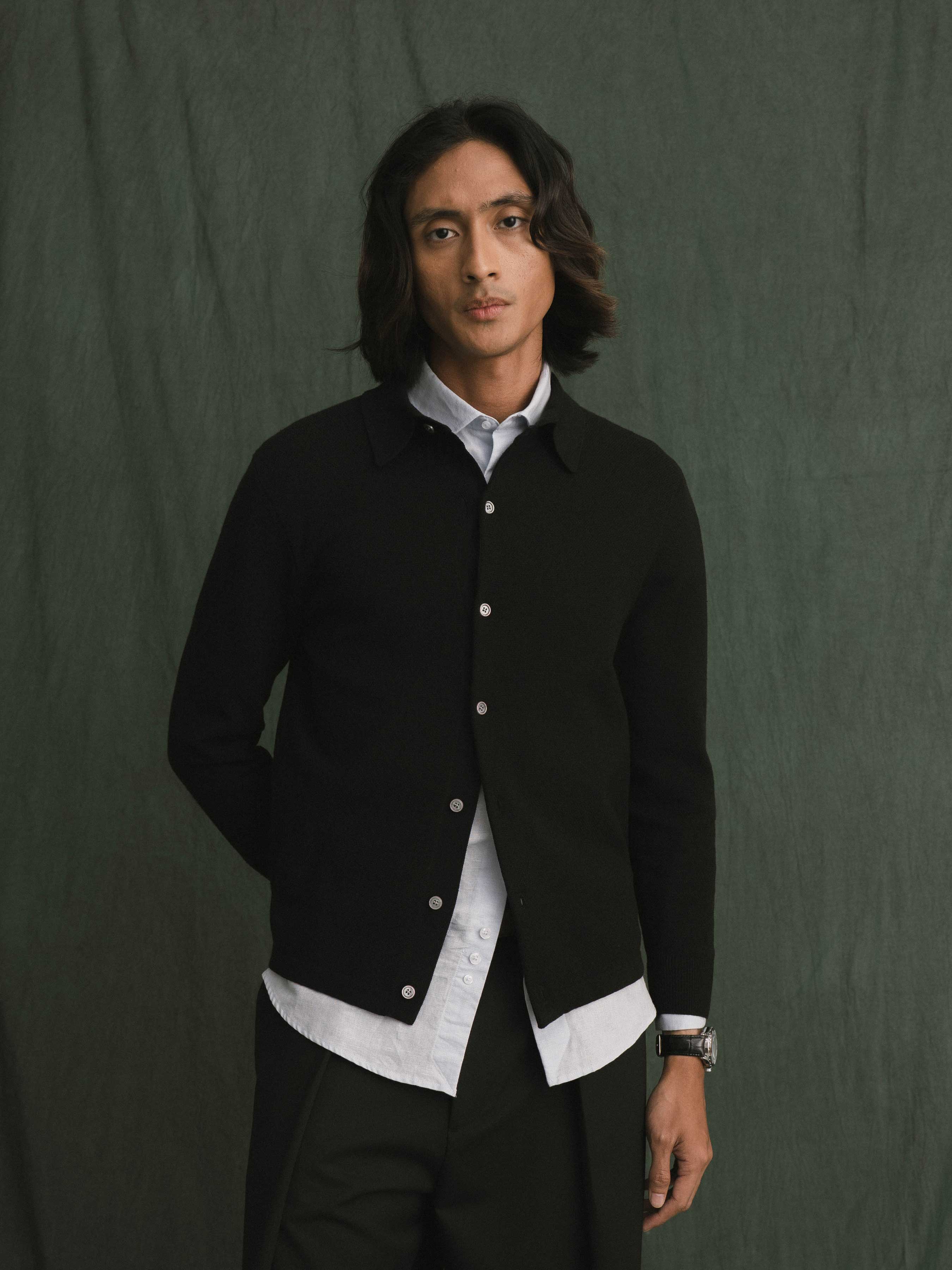 Roman Knit Shirt - Black