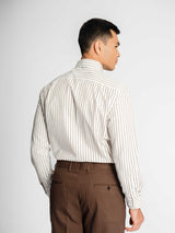 RomanoStripeShirtWhiteBrownStripe_ButtonDownCollar_Back - Zeve