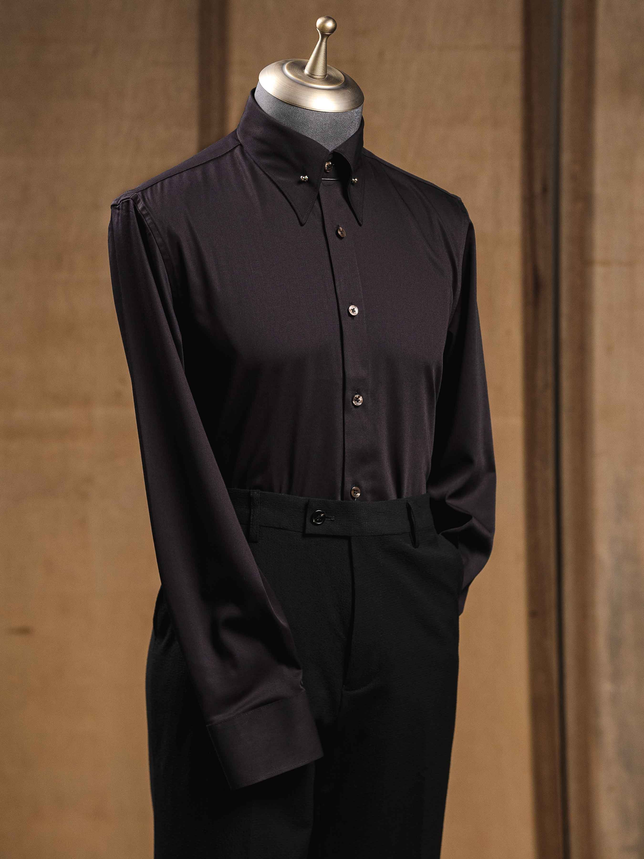 Formal Shirt - Black Pinned-Collar